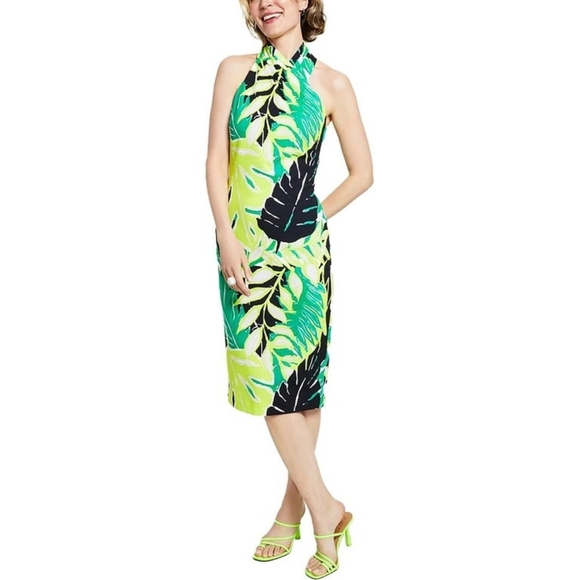 Rachel Rachel Roy Womens High-neck Fitted Midi Dress - Picture 1 of 2